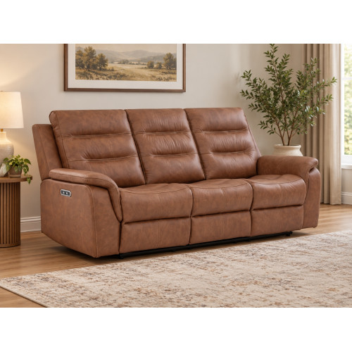 Boone Leather Reclining Sofa Cognac Boone Leather Reclining Sofa Cognac